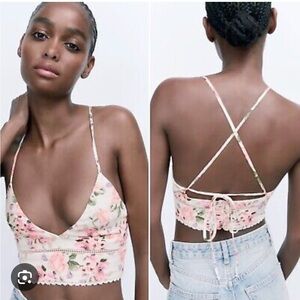 Zara Pink Floral Crop Top